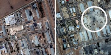 Images avant/après des sites nucléaires bombardés